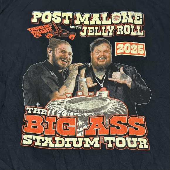 Gildan Men's Post Malone With Jelly Roll 2025 Big Ass Stadium Tour Shirt - Picture 4 of 8